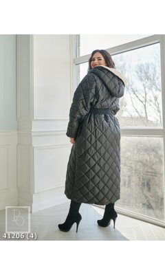 Пальто s-939 женское на молнии с карманами R-41206 черный
