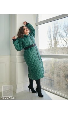 Пальто s-939 жіноче на блискавці з кишенями R-41207 зелений