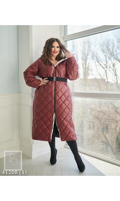Пальто s-939 жіноче на блискавці з кишенями R-41208 бордовий