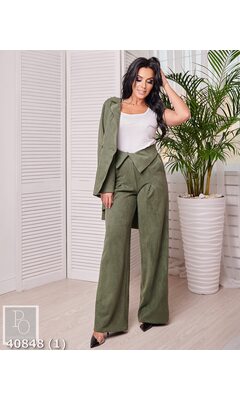 Костюм fr-2369 женский в деловом стиле пиджак+брюки R-40848 хаки